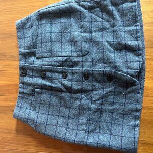 Madewell Gray Herringbone Wool A-Line Lined Button Front Mini Skirt